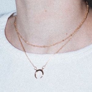 Brandy Melville gold double crescent necklace